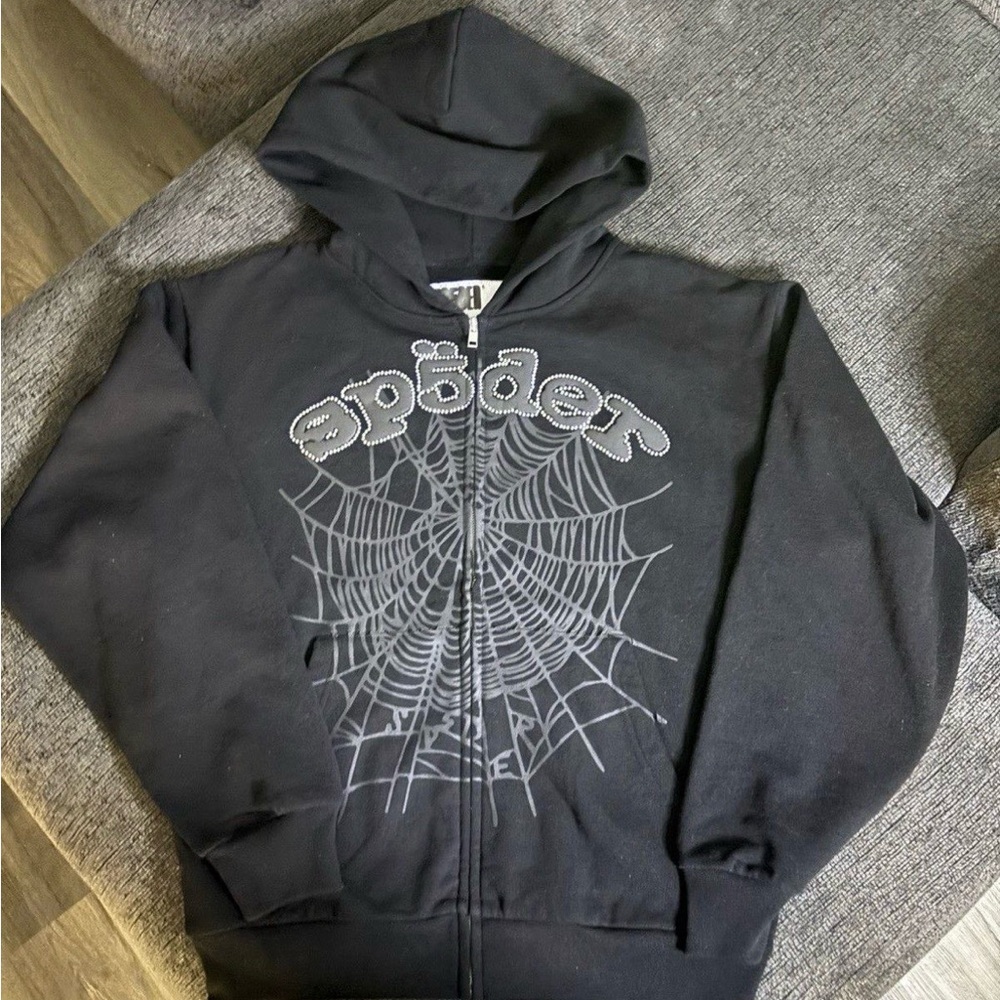 Spider Black Hoodie with Web Design